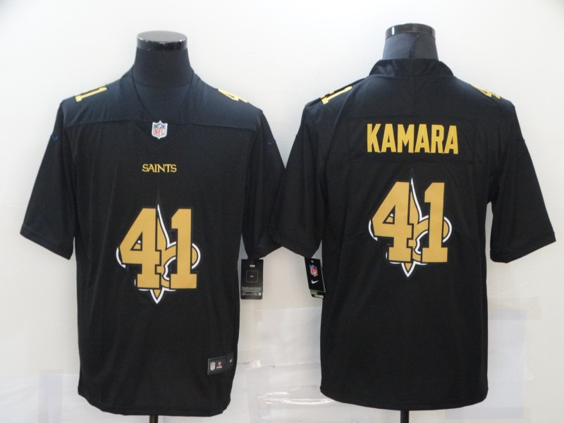 Nike Saints 41 Alvin Kamara Black Shadow Logo Limited Jersey