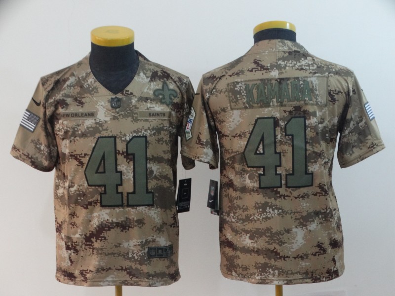  Saints 41 Alvin Kamara Camo Youth Salute To Service Limited Jersey