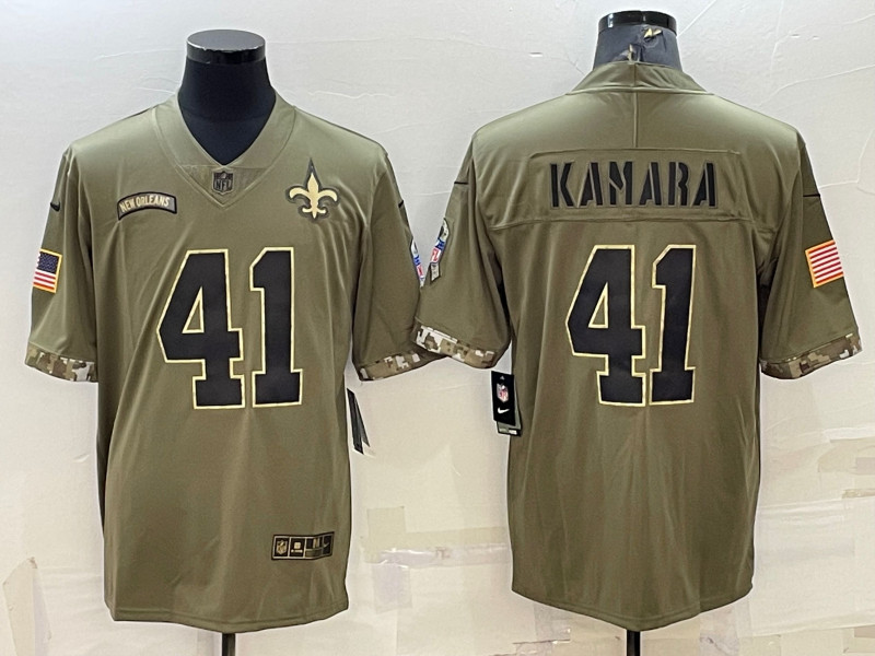 Nike Saints 41 Alvin Kamara Olive 2022 Salute To Service Limited Jersey