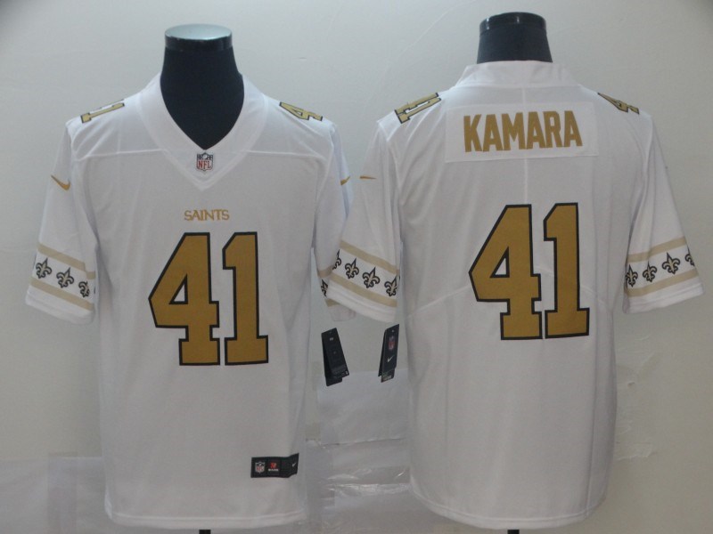 Nike Saints 41 Alvin Kamara White Team Logos Fashion Vapor Limited Jersey