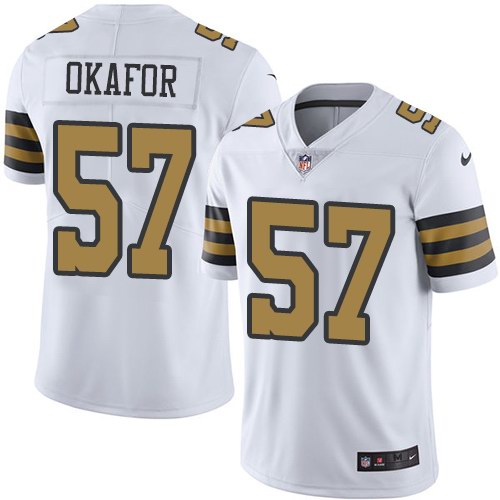  Saints 57 Alex Okafor White Color Rush Limited Jersey