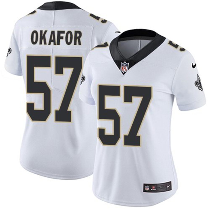  Saints 57 Alex Okafor White Women Vapor Untouchable Limited Jersey