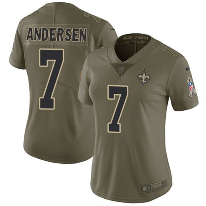  Saints 7 Morten Andersen Olive Women Salute To Sevice Limited Jersey