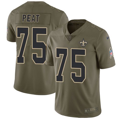  Saints 75 Andrus Peat Olive Salute To Service Limited Jersey