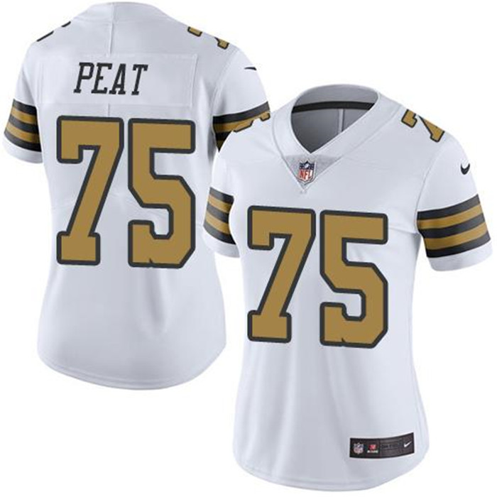  Saints 75 Andrus Peat White Women Color Rush Limited Jersey