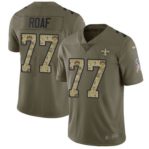  Saints 77 Willie Roaf Olive Camo Salute To Service Limited Jersey