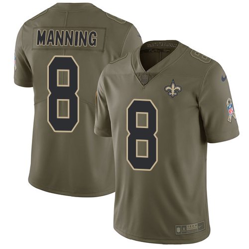  Saints 8 Archie Manning Olive Salute To Service Limited Jersey