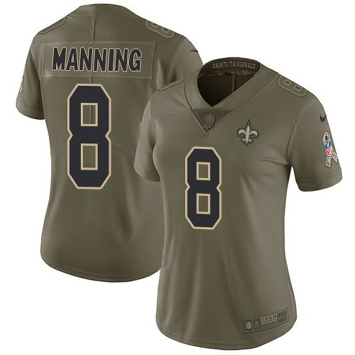  Saints 8 Archie Manning Olive Women Salute To Service Limited Jersey