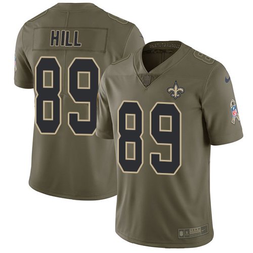  Saints 89 Josh Hill Olive Salute To Service Limited Jersey