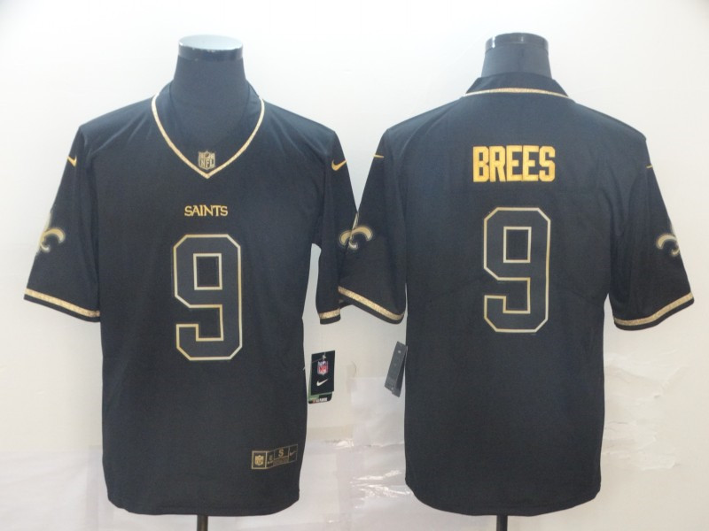 Nike Saints 9 Drew Brees Black Gold Throwback Vapor Untouchable Limited Jersey