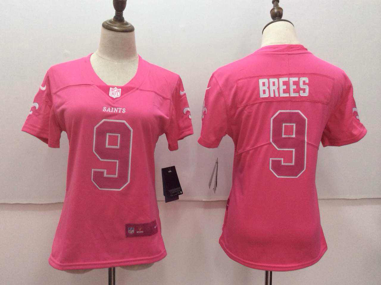  Saints 9 Drew Brees Pink Women Vapor Untouchable Player Limited Jersey