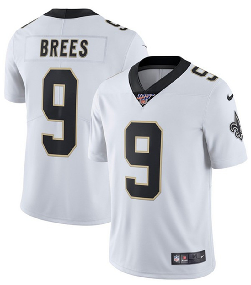 Nike Saints 9 Drew Brees White 100th Season Vapor Untouchable Limited Jersey