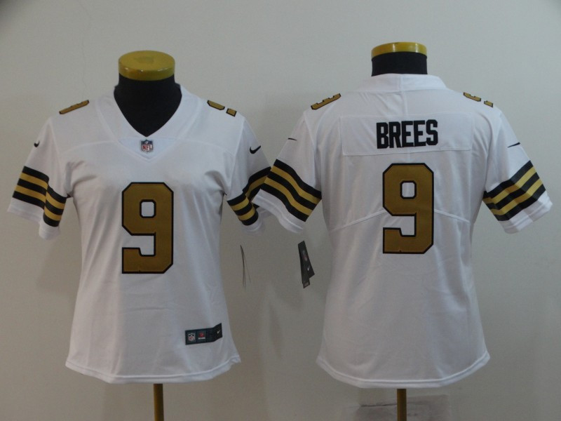  Saints 9 Drew Brees White Women Color Rush Limited Jersey