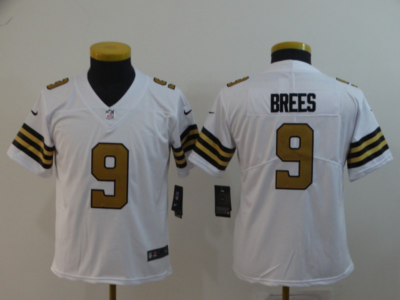 Saints 9 Drew Brees White Youth Color Rush Limited Jersey