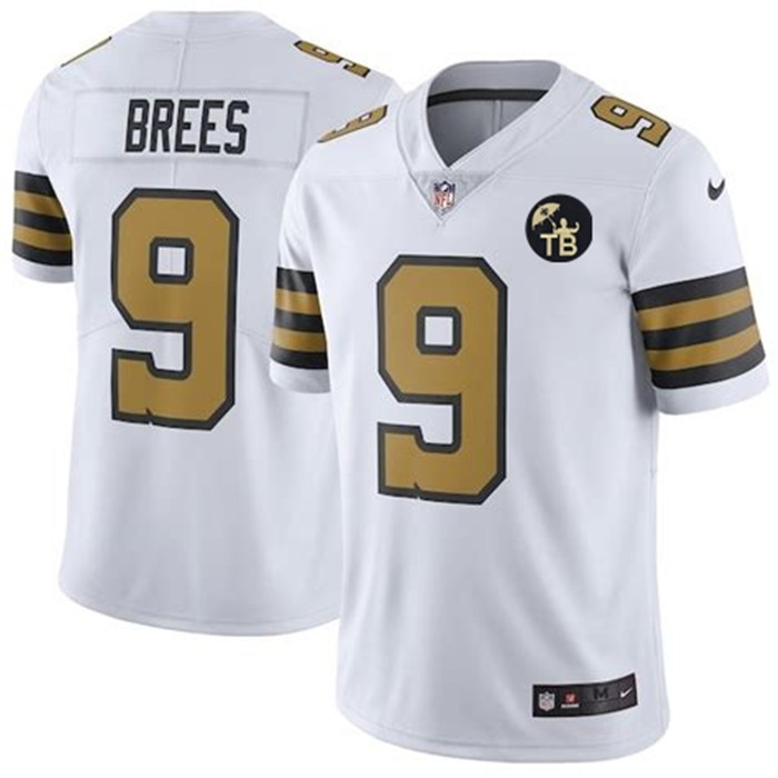  Saints 9 Drew Brees White Youth w Tom Benson Patch Color Rush Limited Jersey