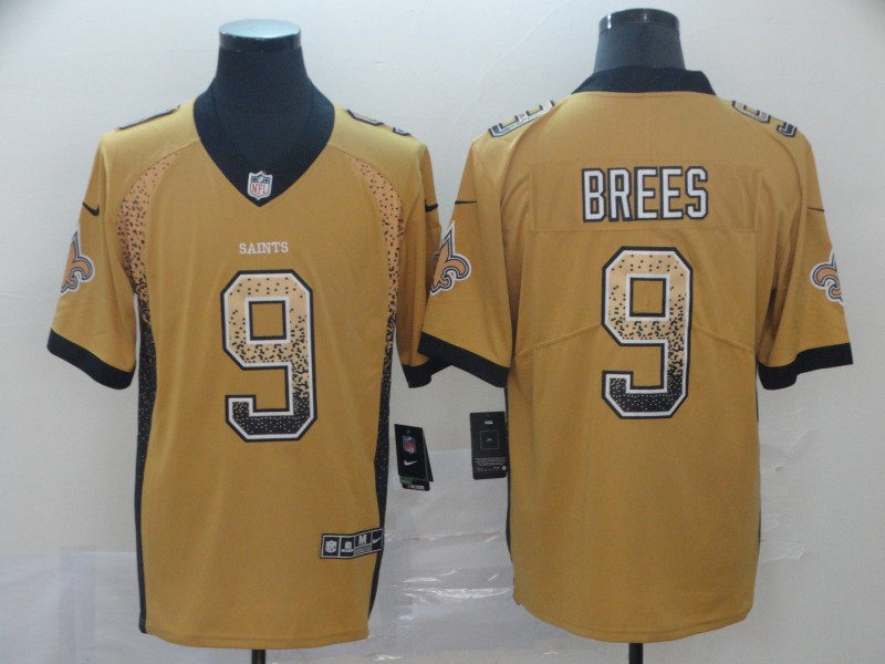Nike Saints 9 Drew Brees Yellow Draft Fashion Limited Jersey