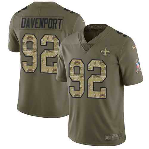  Saints 92 Marcus Davenport Olive Camo Salute To Service Limited Jersey