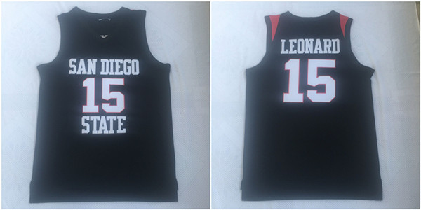 Nike San Diego State 15 Kawhi Leonard Black College Basketball Jersey