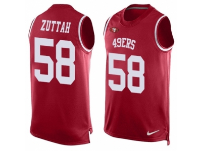  San Francisco 49ers 58 Jeremy Zuttah Limited Red Player Name Number Tank Top NFL Jersey