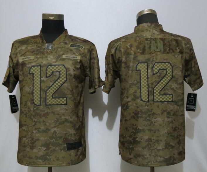  Seahawks 12 Fan Camo Women Salute To Service Limited Jersey