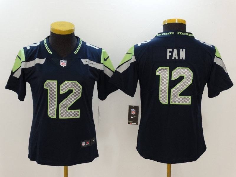  Seahawks 12 Fan Navy Vapor Untouchable Women Limited Jersey