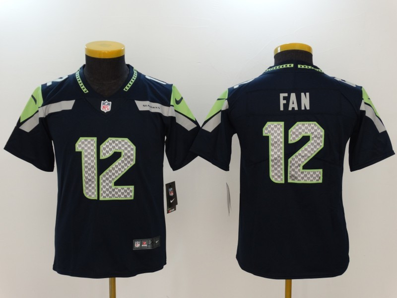  Seahawks 12 Fan Navy Vapor Untouchable Youth Limited Jersey