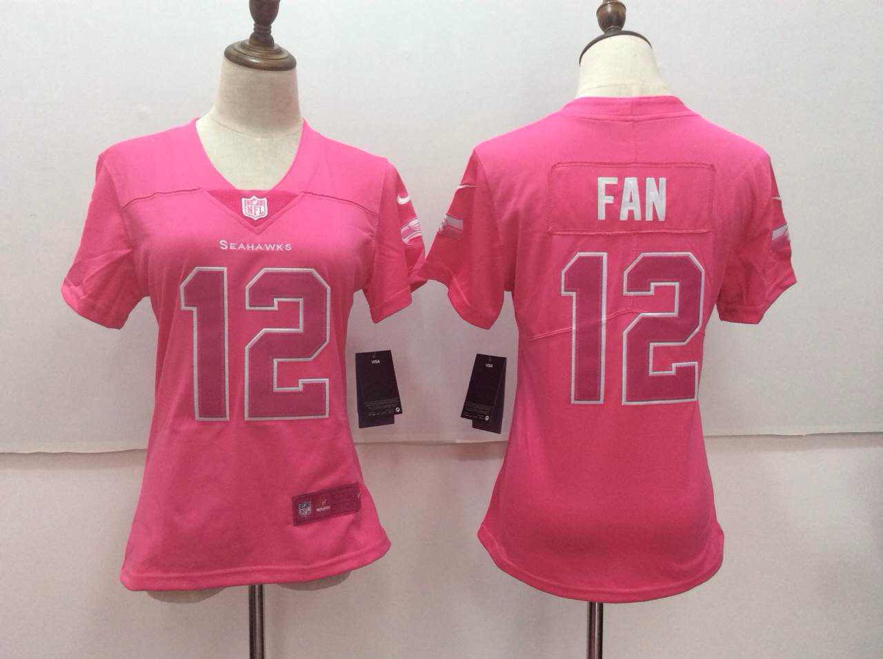  Seahawks 12 Fan Pink Women Vapor Untouchable Player Limited Jersey