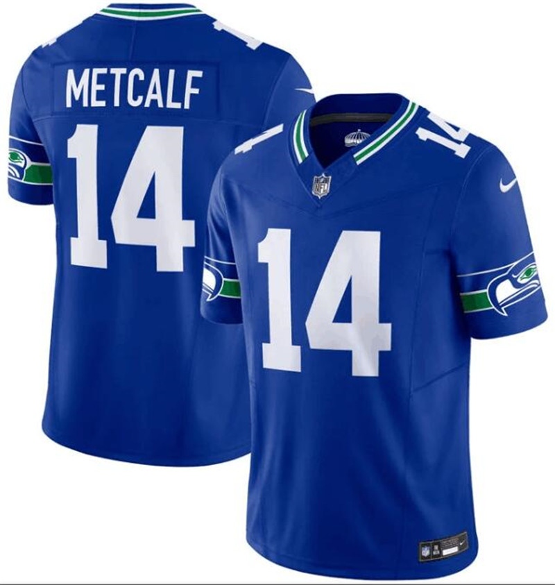 Nike Seahawks 14 D.K. Metcalf Royal F.U.S.E. Vapor Limited Throwback Jersey