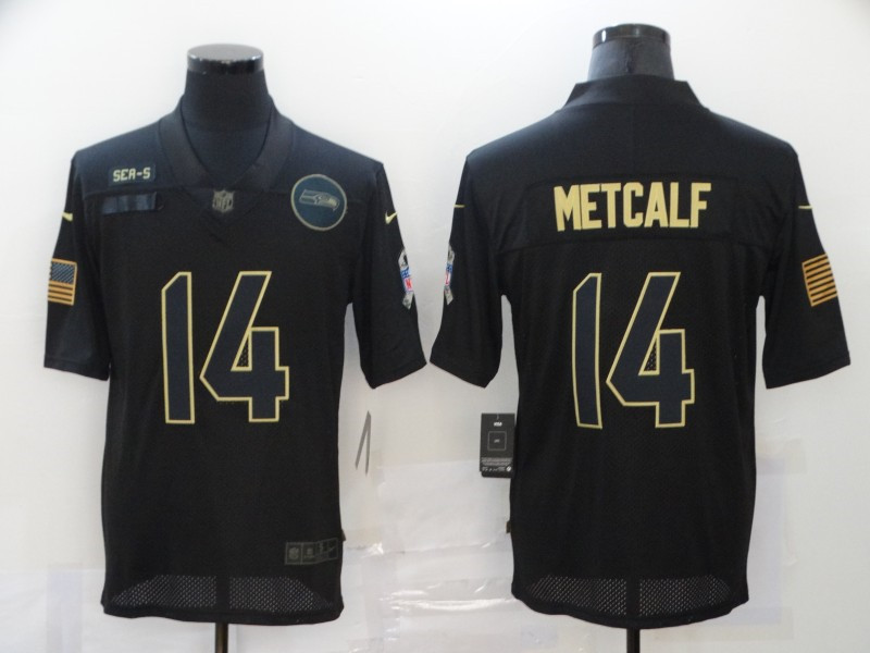 Nike Seahawks 14 DK Metcalf Black 2020 Salute To Service Limited Jersey