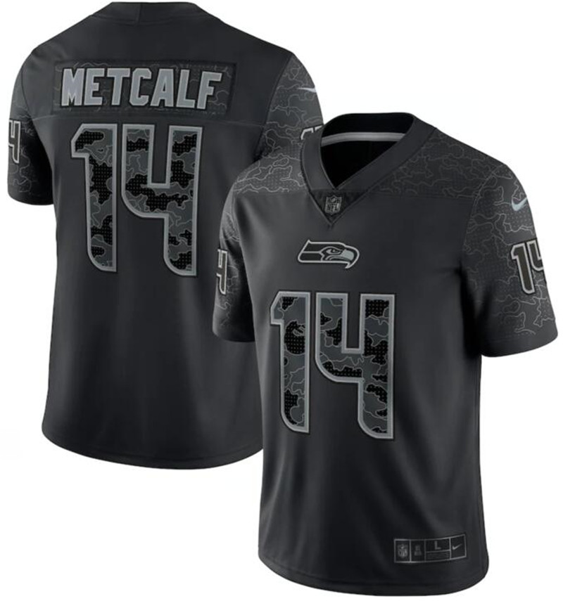 Nike Seahawks 14 DK Metcalf Black RFLCTV Limited Jersey