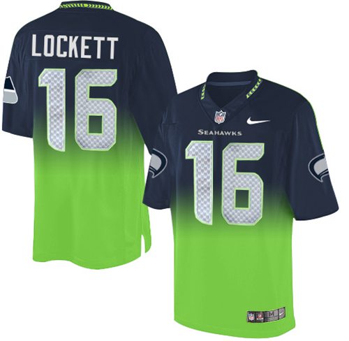  Seahawks 16 Tyler Lockett Steel Blue Green Men Stitched NFL Elite Fadeaway Fashion Jersey