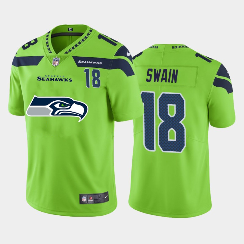 Nike Seahawks 18 Freddie Swain Green Team Big Logo Number Vapor Untouchable Limited Jersey