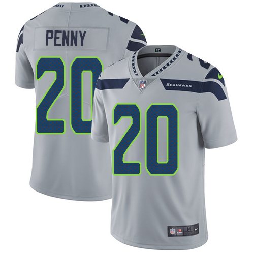  Seahawks 20 Rashaad Penny Grey Vapor Untouchable Limited Jersey