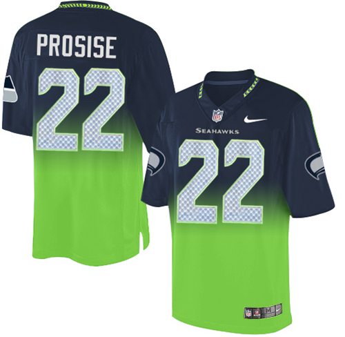  Seahawks 22 C J Prosise Steel Blue Green Men Stitched NFL Elite Fadeaway Fashion Jersey