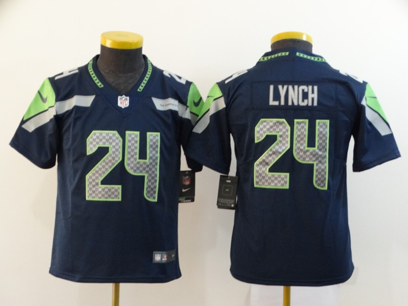 Nike Seahawks 24 Marshawn Lynch Navy Youth Vapor Untouchable Limited Jersey