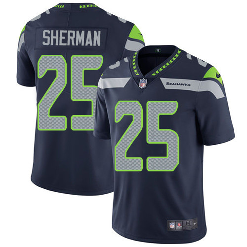  Seahawks 25 Richard Sherman Navy Vapor Untouchable Player Limited Jersey