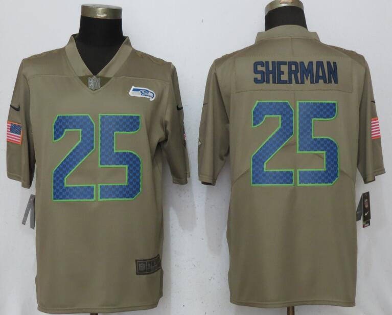  Seahawks 25 Richard Sherman Olive Salute To Service Limited Jersey