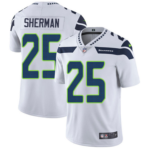  Seahawks 25 Richard Sherman White Vapor Untouchable Player Limited Jersey