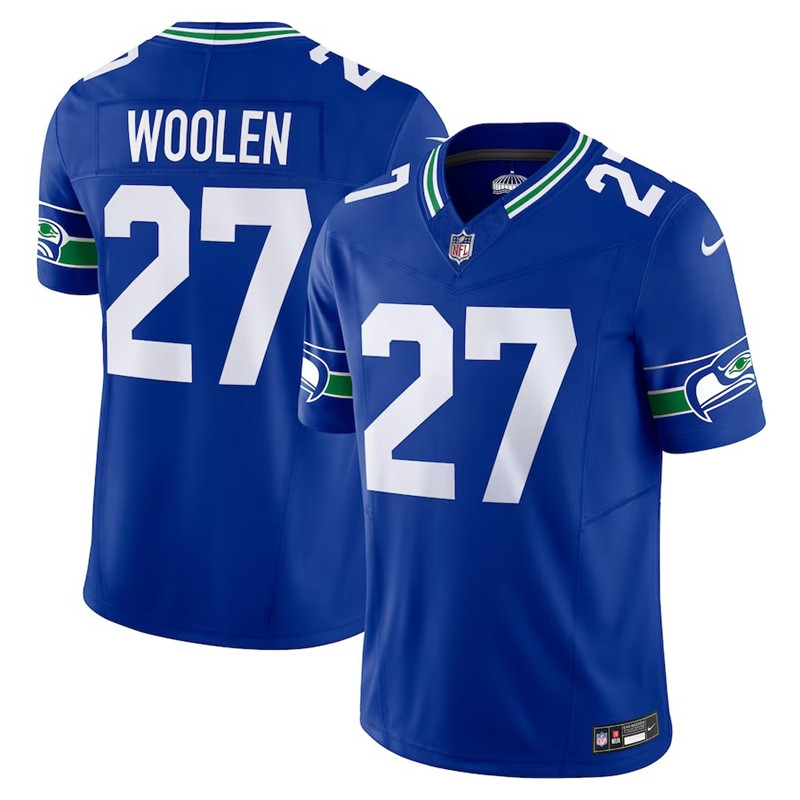 Nike Seahawks 27 Tariq Woolen Royal F.U.S.E. Vapor Limited Throwback Jersey