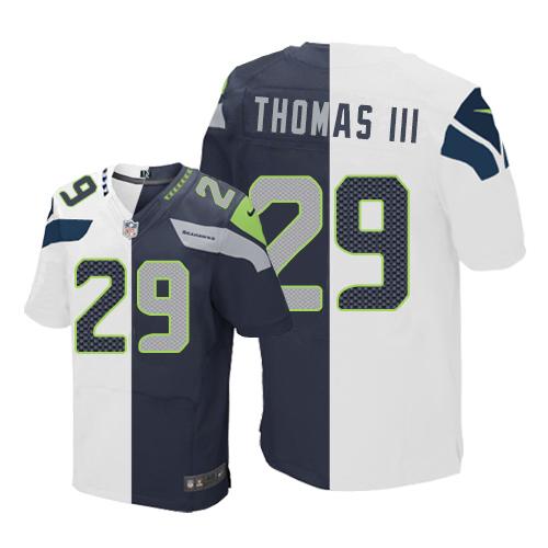  Seahawks 29 Earl Thomas III White Steel Blue Men Stitched NFL Elite Split Jersey