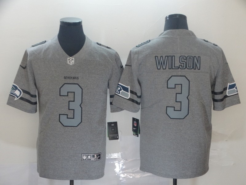 Nike Seahawks 3 Russell Wilson 2019 Gray Gridiron Gray Vapor Untouchable Limited Jersey