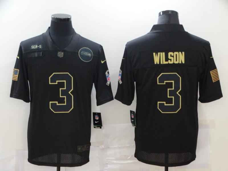 Nike Seahawks 3 Russell Wilson Black 2020 Salute To Service Limited Jersey