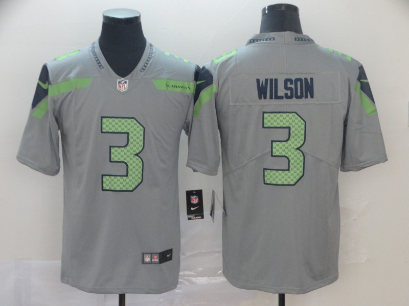 Nike Seahawks 3 Russell Wilson Gray Inverted Legend Limited Jersey