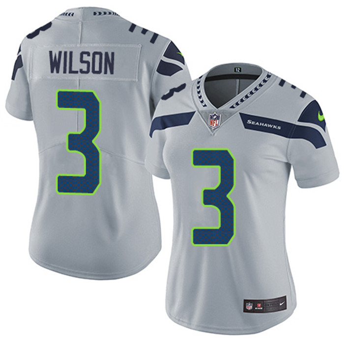  Seahawks 3 Russell Wilson Gray Women Vapor Untouchable Limited Jersey