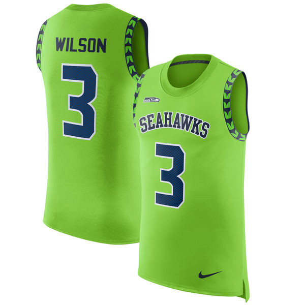  Seahawks 3 Russell Wilson Green Color Rush Men's Tank Top