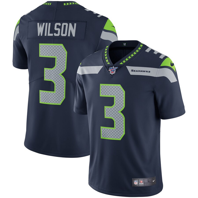 Nike Seahawks 3 Russell Wilson Navy 100th Season Vapor Untouchable Limited Jersey