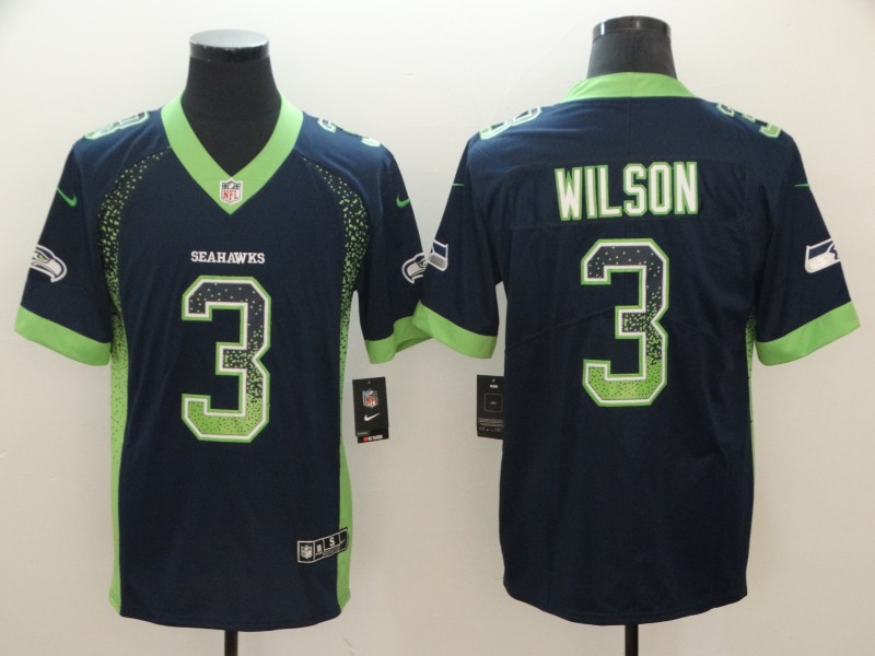 Seahawks 3 Russell Wilson Navy Drift Fashion Limited Jersey