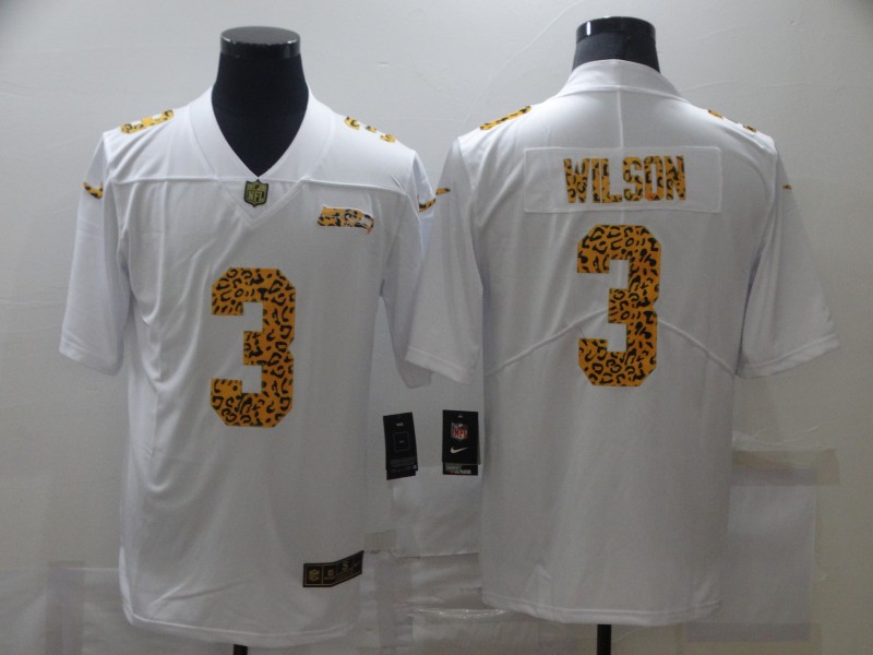 Nike Seahawks 3 Russell Wilson White Leopard Vapor Untouchable Limited Jersey