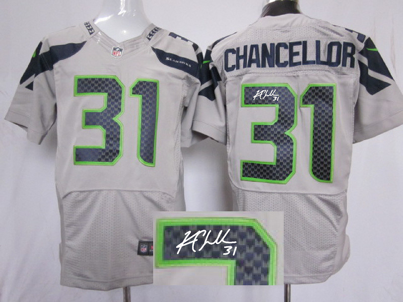  Seahawks 31 Kam Chancellor Gray Signature Edition Elite Jersey