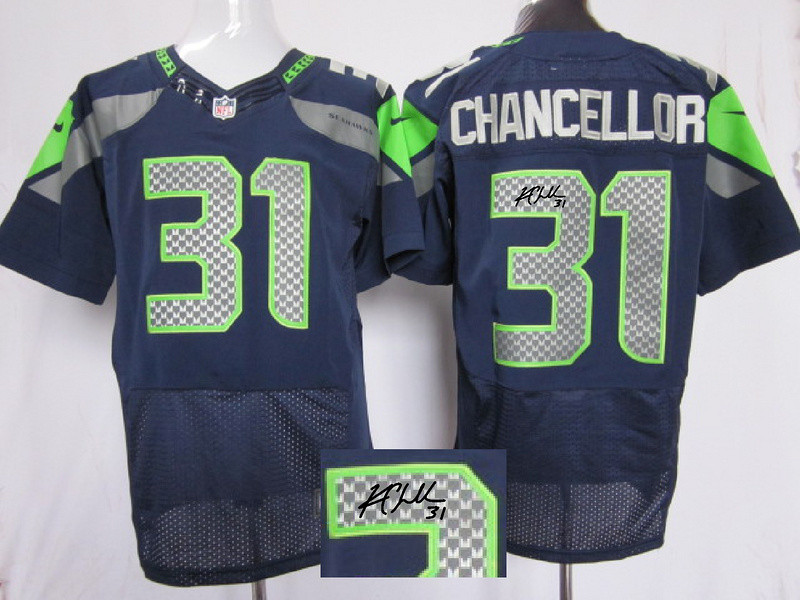  Seahawks 31 Kam Chancellor Navy Signature Edition Elite Jersey